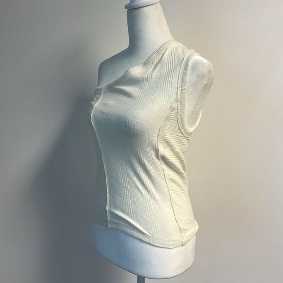 Anthropologie x Pilcro Ivory Banded One-Shoulder Knit Top M - Picture 5 of 8
